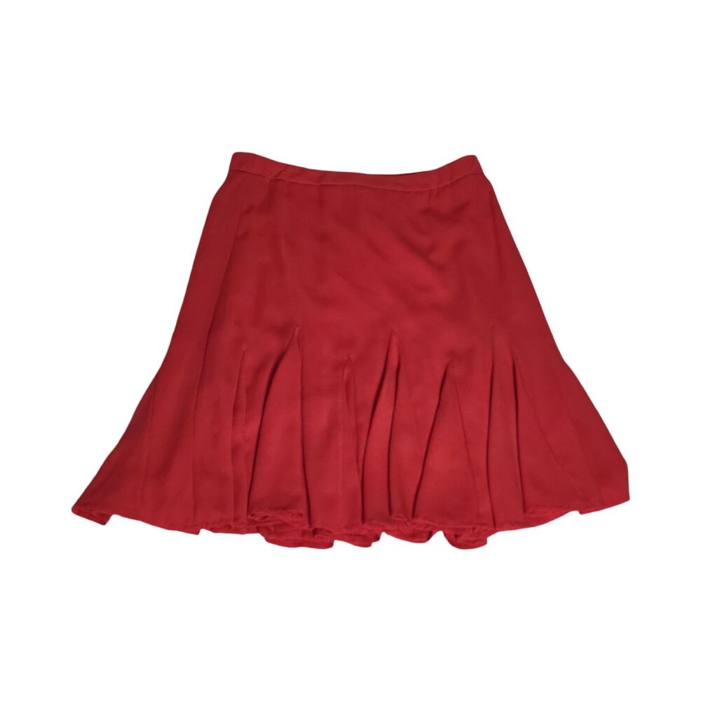 Investments Red Flare Midi Skirt Size 8 Office Siren Y2K Career Minimalist
